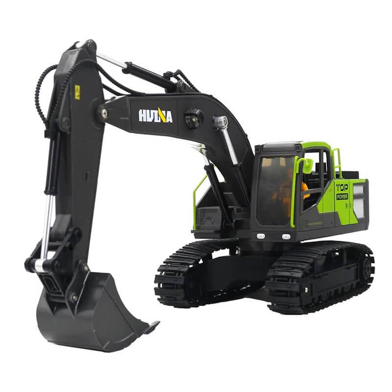 Huina 2.4G 11Ch Rc Excavator Green 680° Turntable W/Smoke