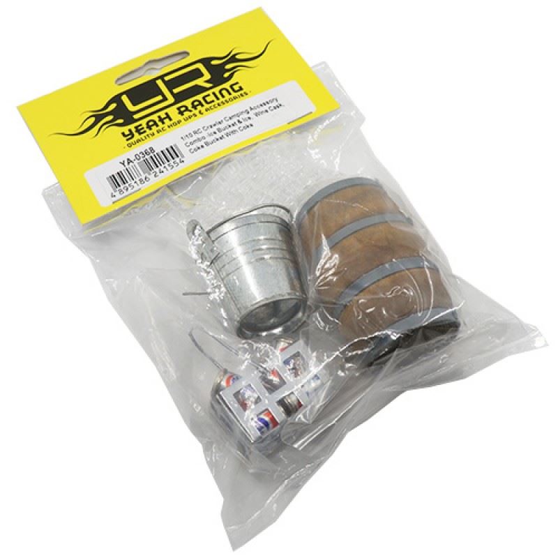 Yeah Racing 1/10 RC Crawler Camping Accessory Combo Ice Bucket & Ice,Coke Bucket With Coke,Wine Cask