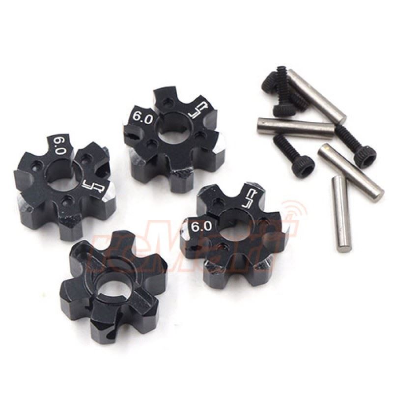 Yeah Racing Aluminum Lightweight Hex Adaptor Set 12x6mm For 1/10 RC Touring Drift Crawler Black