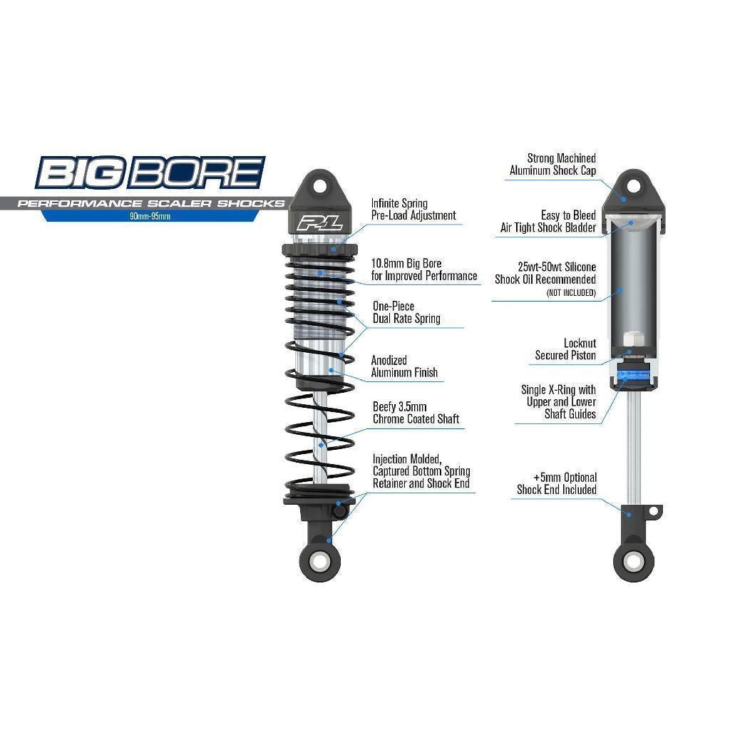 Proline 1/10 Big Bore Front/Rear (90mm-95mm) Scaler Shocks For Most