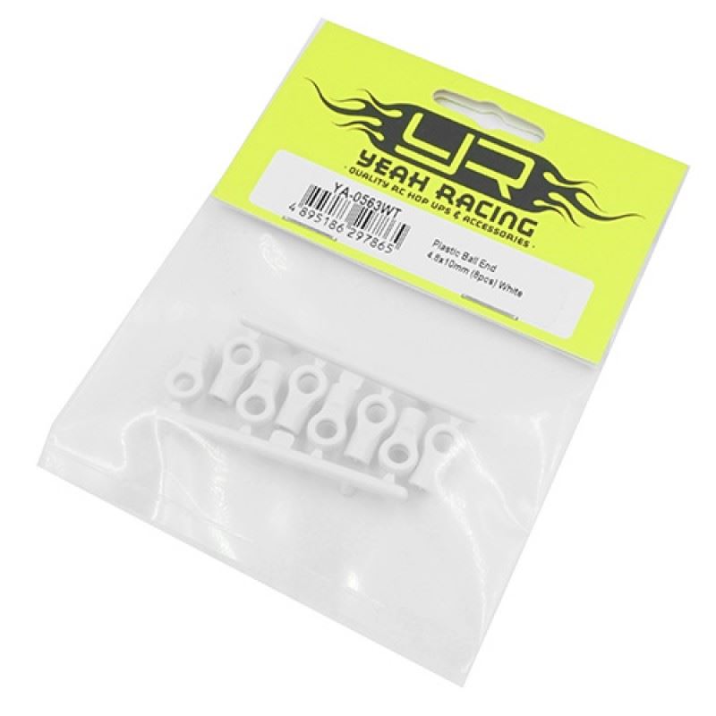 Yeah Racing M3 Plastic Ball End 4.8x10mm 8pcs White