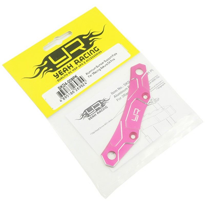 Yeah Racing Aluminum Bumper Support Plate For 3Racing Sakura D4 Pink
