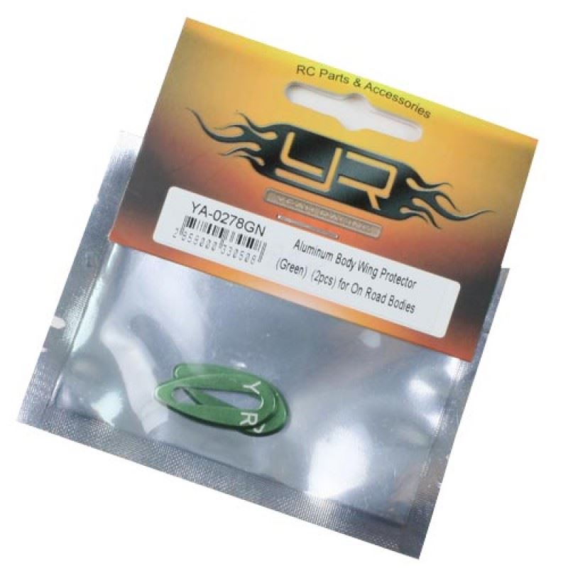 Yeah Racing Aluminum Body Wing Protector (Green) (2pcs) for On Road Bodies