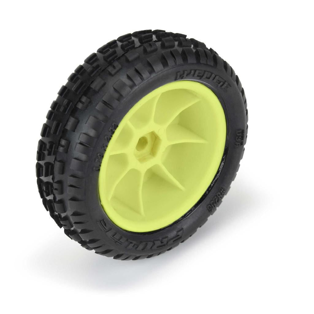 Proline 1/18 Wedge Front Carpet Mini-B Tires Mounted 8mm Yellow Whee