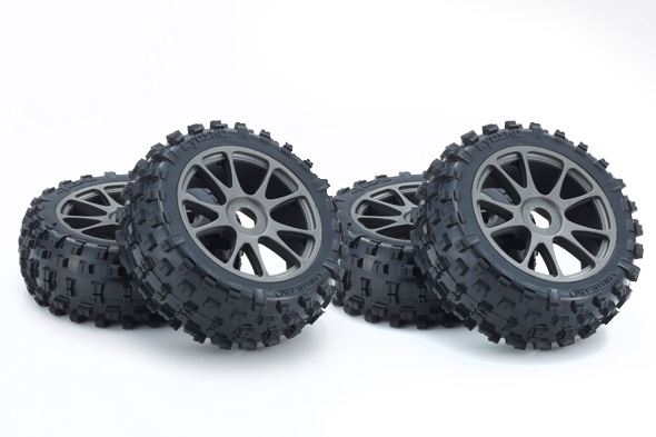 Kyosho Inferno Neo 3.0 Gun Metal Wheels & Tyres Unpackaged (4)