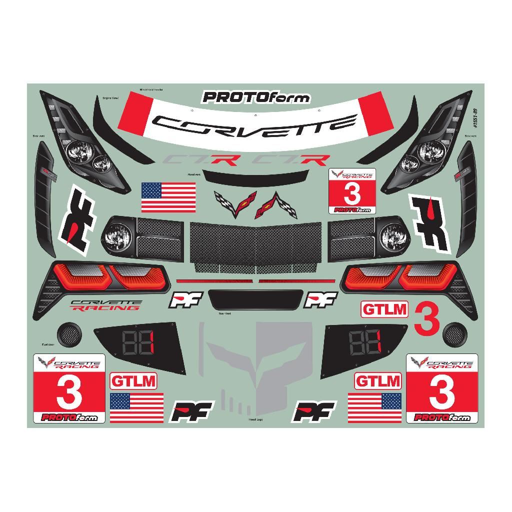 PRM 1/8 Chevrolet Corvette C7.R Clear Body: 1:8 GT (Short Wheelb