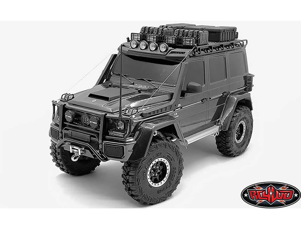 RC4WD COMMAND ROOF RACK W/DIAMOND PLATE & 4X SQUARE LIGHTS TRAXXAS TRX-4 MERCEDES-BENZ G-500 (A)