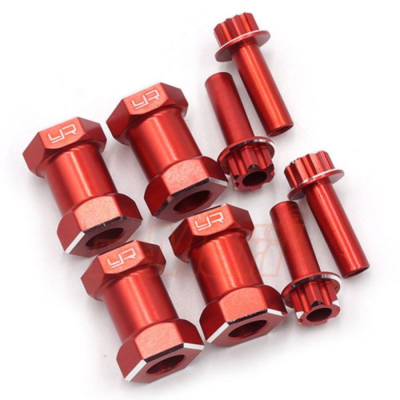 Yeah Racing Aluminum Hex Adaptor 20mm Offset For 12mm Hex Wheels Red 4pcs