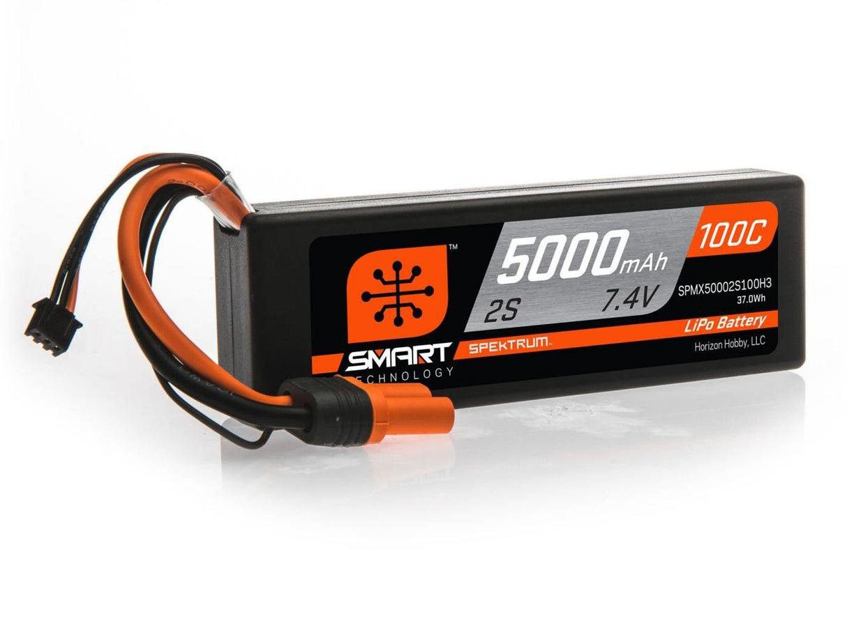 Spektrum 5000mAh 2S 7.4V 100C Smart LiPo Hardcase; IC3