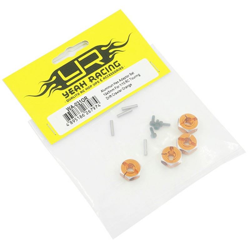 Yeah Racing Aluminum Hex Adaptor Set 12x5mm For 1/10 RC Touring Drift Crawler Orange