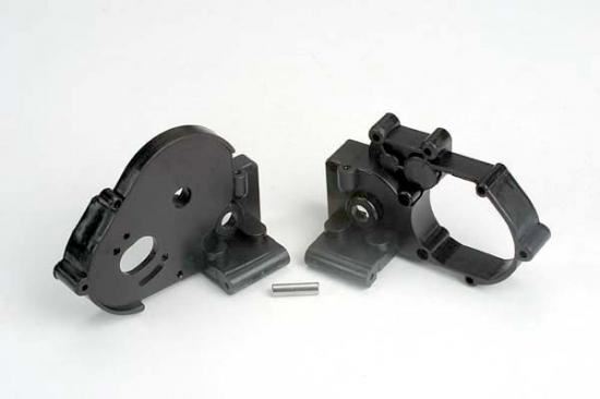 TRAXXAS Gearbox halves (l&r) (black) w/ idler gear shaft