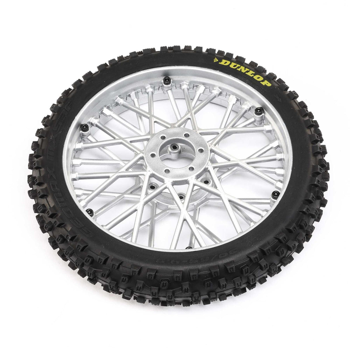 Losi Dunlop MX53 Front Tire Mounted, Chrome: Promoto-MX