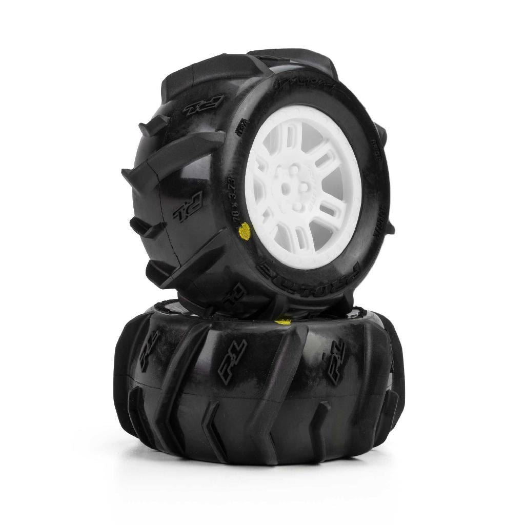 Pro-Line 1/16 Dumont Front/Rear Paddle Tires Mounted 12Mm White Split