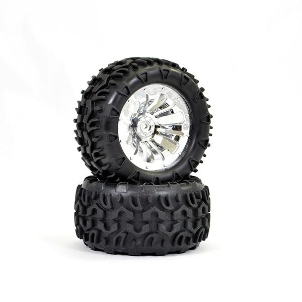 Ftx Carnage Mounted Wheel/Tyre Complete Pair - Chrome