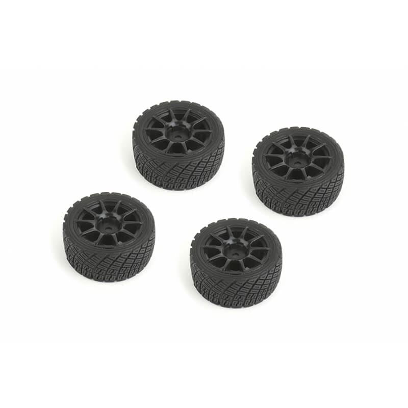 Louise Rc Rally Tyres And Wheels 10 Spoke Black +1Mm (4Pcs)