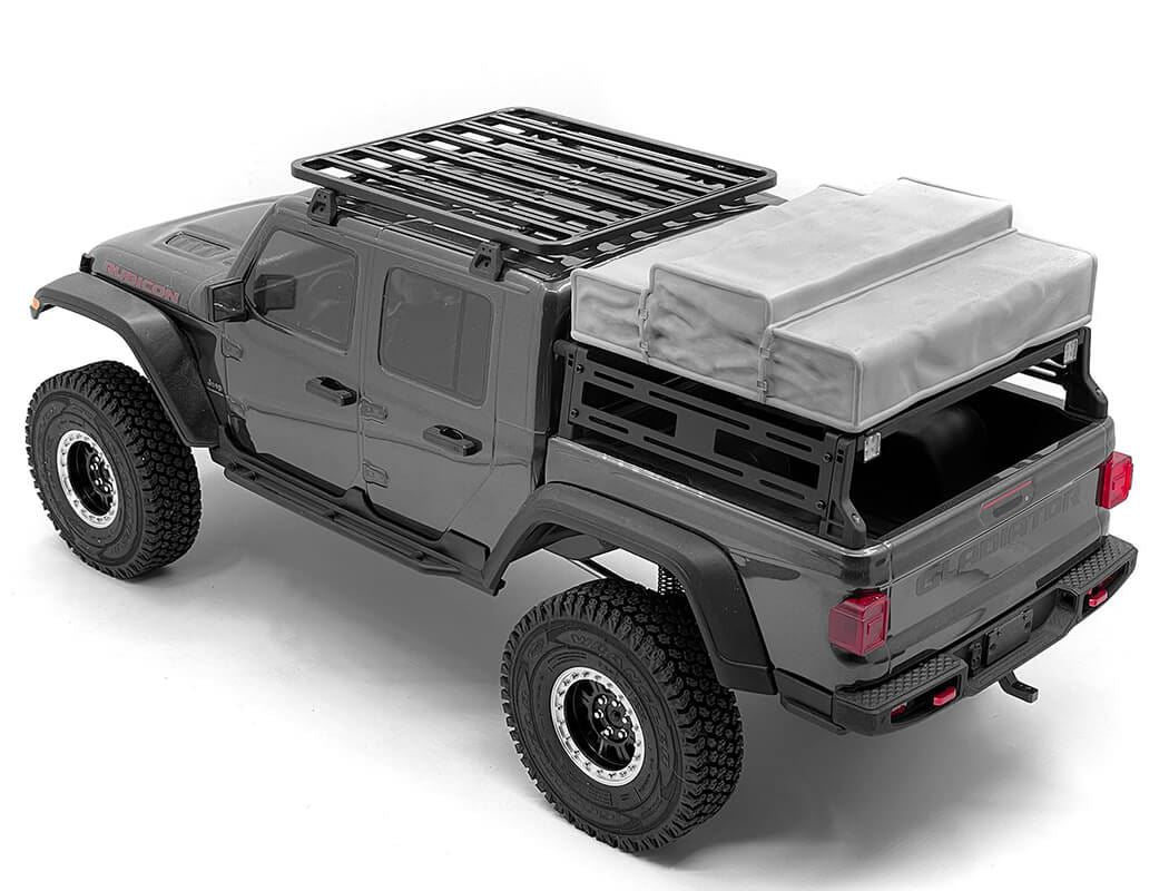 RC4WD OVERLAND BED RACK W/ ROOFTOP TENT FOR AXIAL 1/10 SCX10 III JEEP JT GLADIATOR