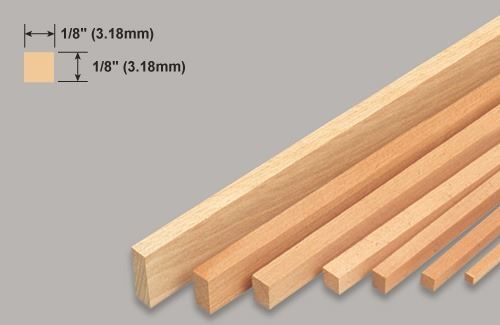 Slec Balsa Strip 1/8x1/8x36" / 3.18x3.18