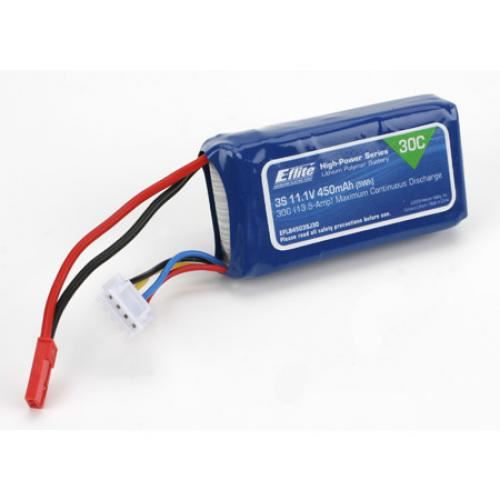 E-Flite 450mAh 3S 11.1V 30C LiPo, 18AWG JST
