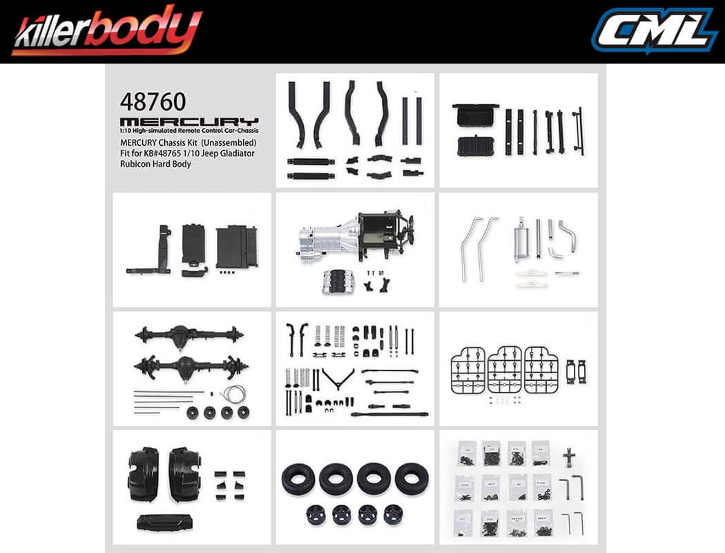 KILLERBODY MERCURY CHASSIS KIT FITS KB48765 JEEP RUBICON BODY