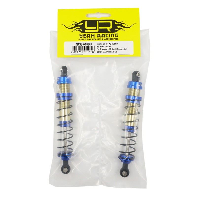 Yeah Racing Aluminum TR-XB 105mm Big Bore Shocks For Traxxas 1/10 Slash Stampede Bandit Arrma RC Blue