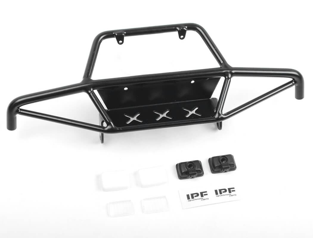 RC4WD TRI-X STEEL STINGER FRONT BUMPER W/IPF LIGHTS FOR VANQUISH VS4-10 ORIGIN BODY (BLACK)