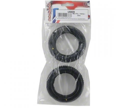 Schumacher Mini Pin Slim Buggy Tyres - Yellow - 1 Pair