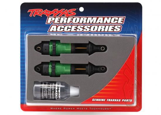 Traxxas Shocks GTR long green-anodized PTFE-coated bodies with TiN shafts (fully assembled without springs) (2)