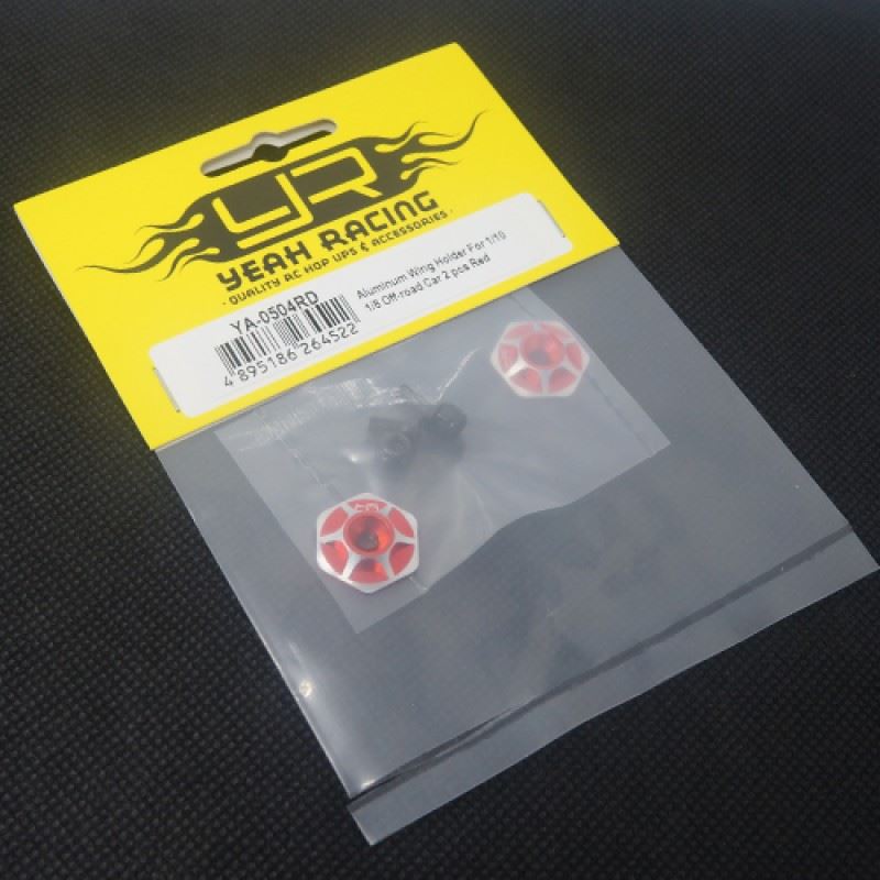 Yeah Racing Aluminum Wing Holder For 1/10 1/8 Off-Road Buggy Truggy 2 pcs Red