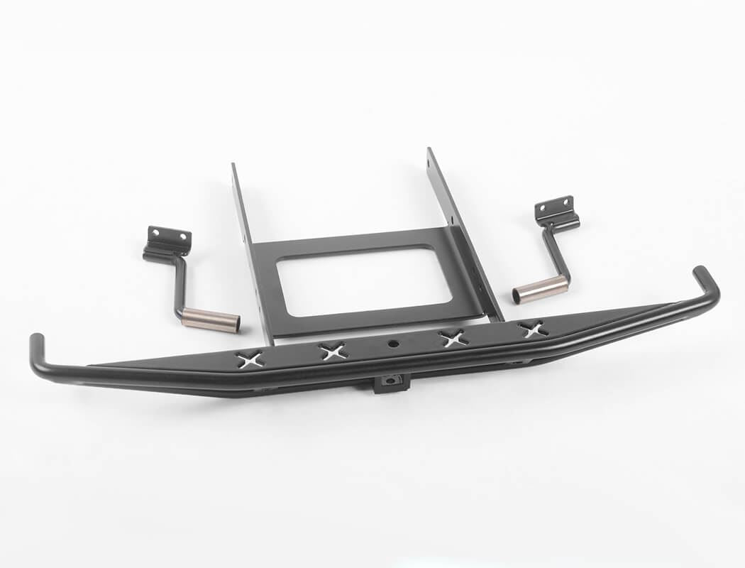 RC4WD ROUGH STUFF METAL REAR BUMPER W/EXHAUST TIPS FOR AXIAL SCX10 II 1969 CHEVROLET BLAZER (BLACK)