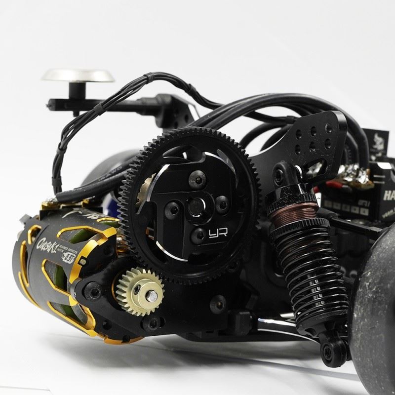 Yeah Racing Aluminum Spur Gear Support Plate Type-E For 1/10 Drift Black