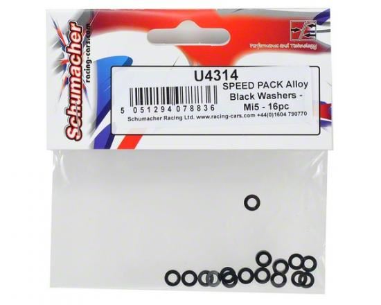 Schumacher SPEED PACK Alloy Black Washers - Mi5 - 16pc