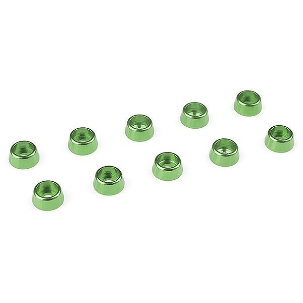 Corally Aluminium Washer For M2.5 Socket Head Screws Od=7mm Green 10Pcs