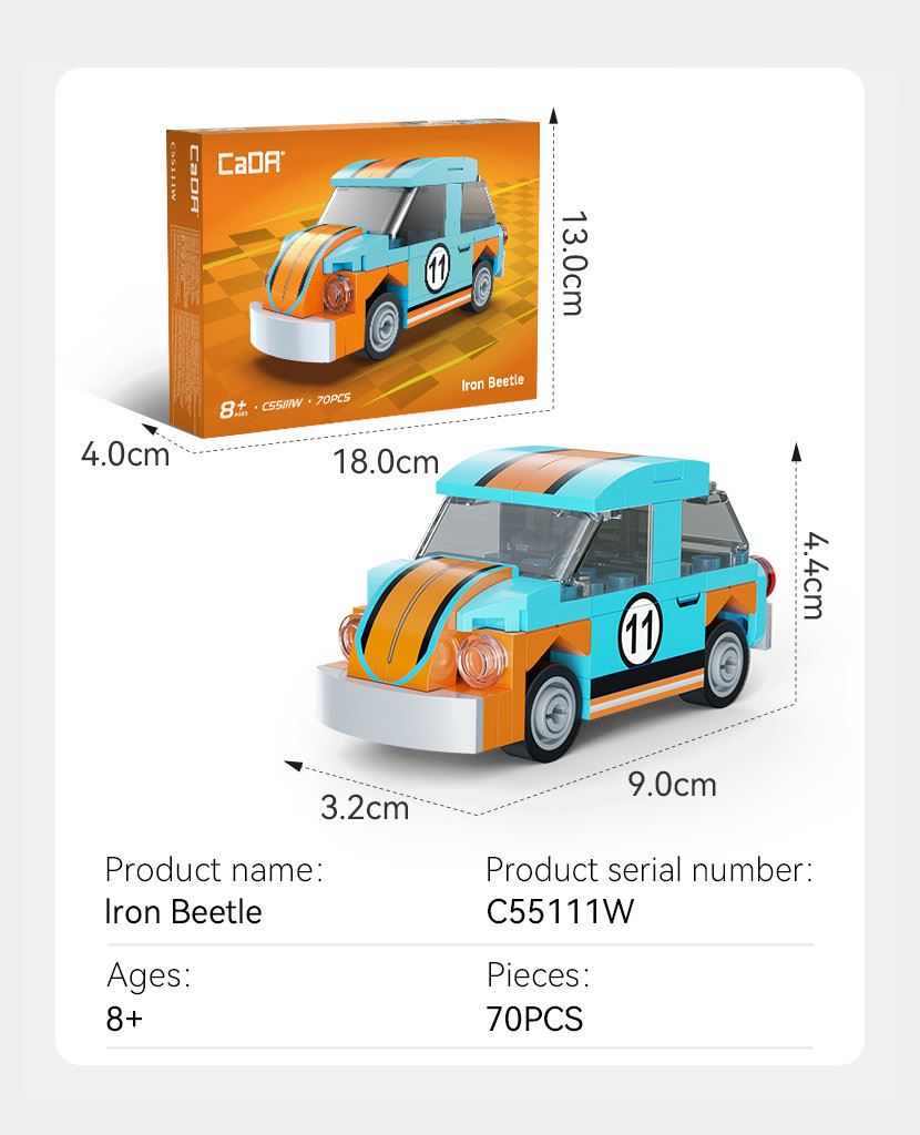Cada Mini Lron Beetle Car - 70 Pcs