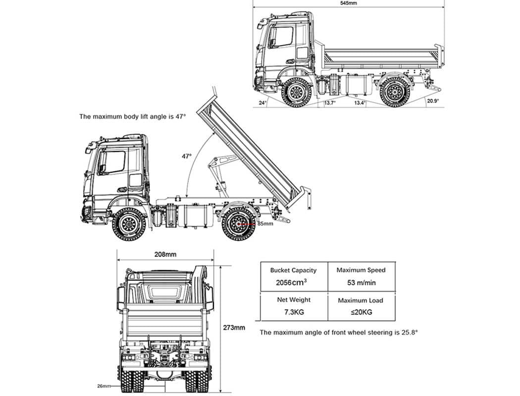 Huina K3362 Hydraulic Kabolite 1/14Th Alloy Dump Truck 4Wd