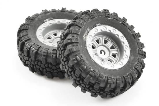 FTX OUTBACK MINI SWAMPER TIRE & WHEEL SET - GREY (4PC)