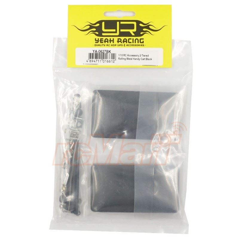 Yeah Racing 1/10 RC Accessory 2-Tiered Rolling Metal Handy Cart Black