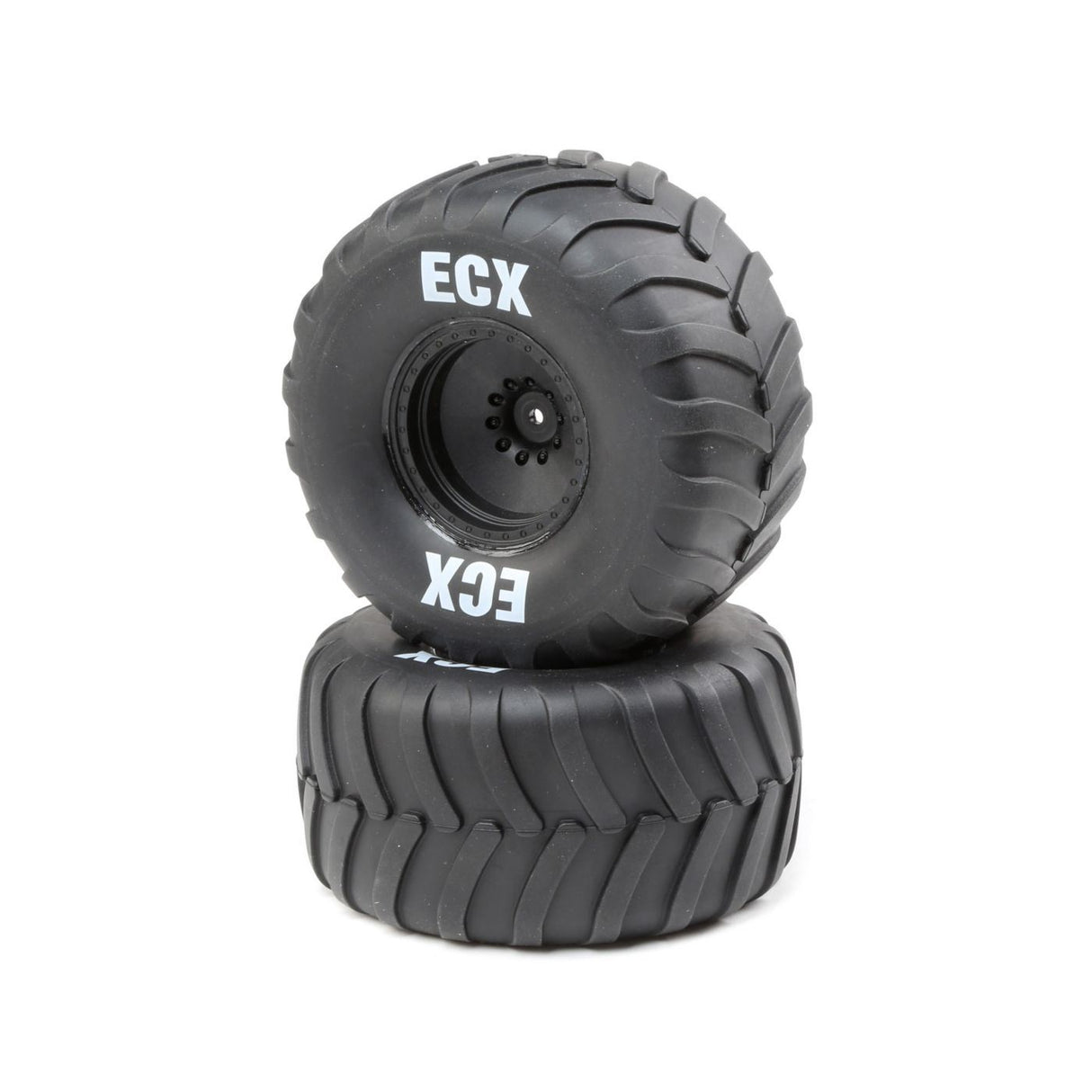 ECX Rt/Lft Tire, Prmnt, Black Whl (2): 1:10 2WD Crush