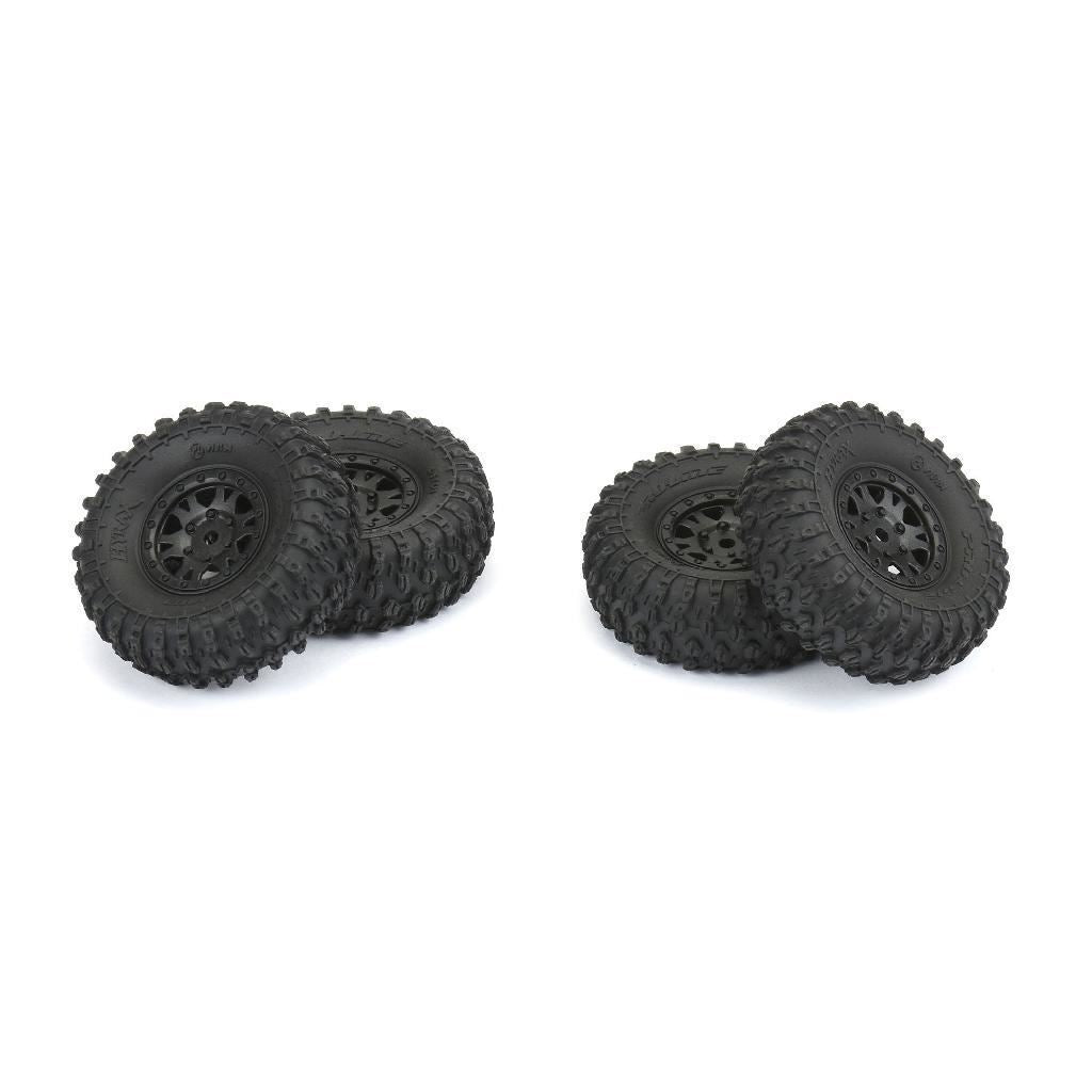Proline 1/24 Hyrax Front/Rear 1.0In Tires Mounted 7mm Black Impulse (
