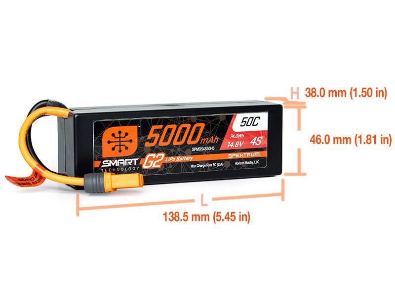 Spektrum 5000mAh 4S 14.8V SMART G2 50C IC5 -SPMX54S50H5