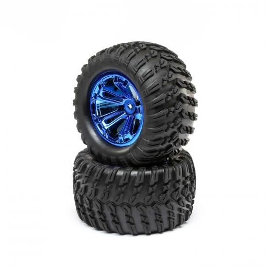 Losi Wheel and Tire Mounted Blue Chrome (2): TENACITY T (Losi43019)