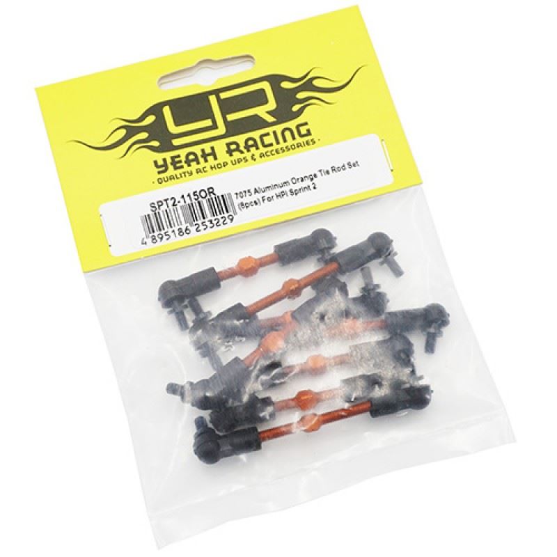 Yeah Racing 7075 Aluminum Orange Tie Rod Set 8pcs For HPI Sprint 2