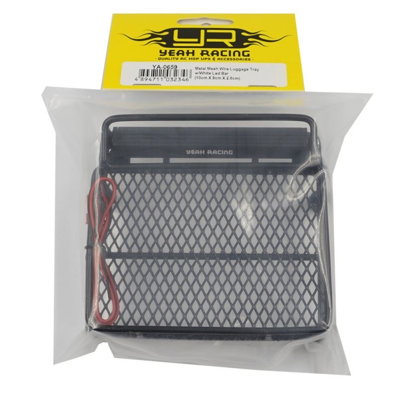 Yeah Racing Metal Mesh Wire Luggage Tray (10cm X 9cm X 2.8cm) w/ White Led Bar