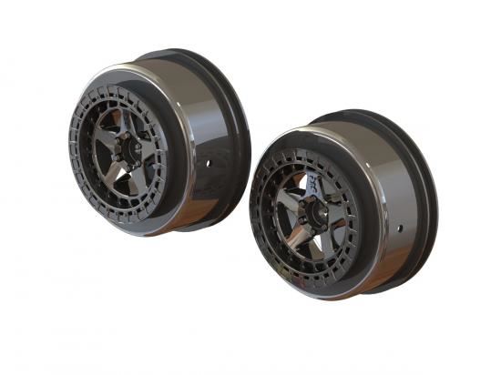 Arrma Senton 1:10 Short Course 2.2/3.0 Wheels - 14mm Hex - Black Chrome (2)