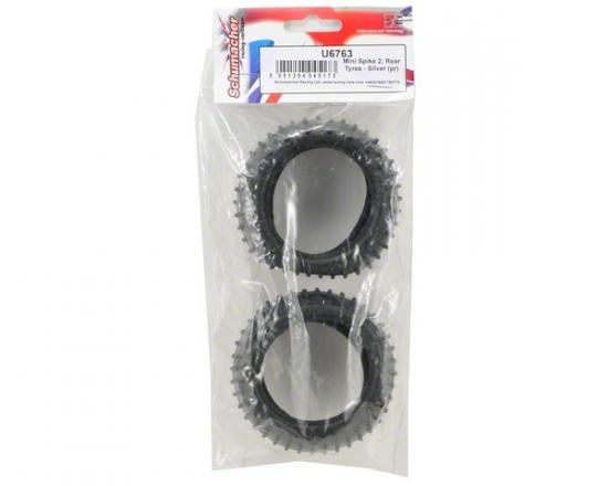 Schumacher Mini Spike 2 Rear Buggy Tyres - Silver - 1 Pair