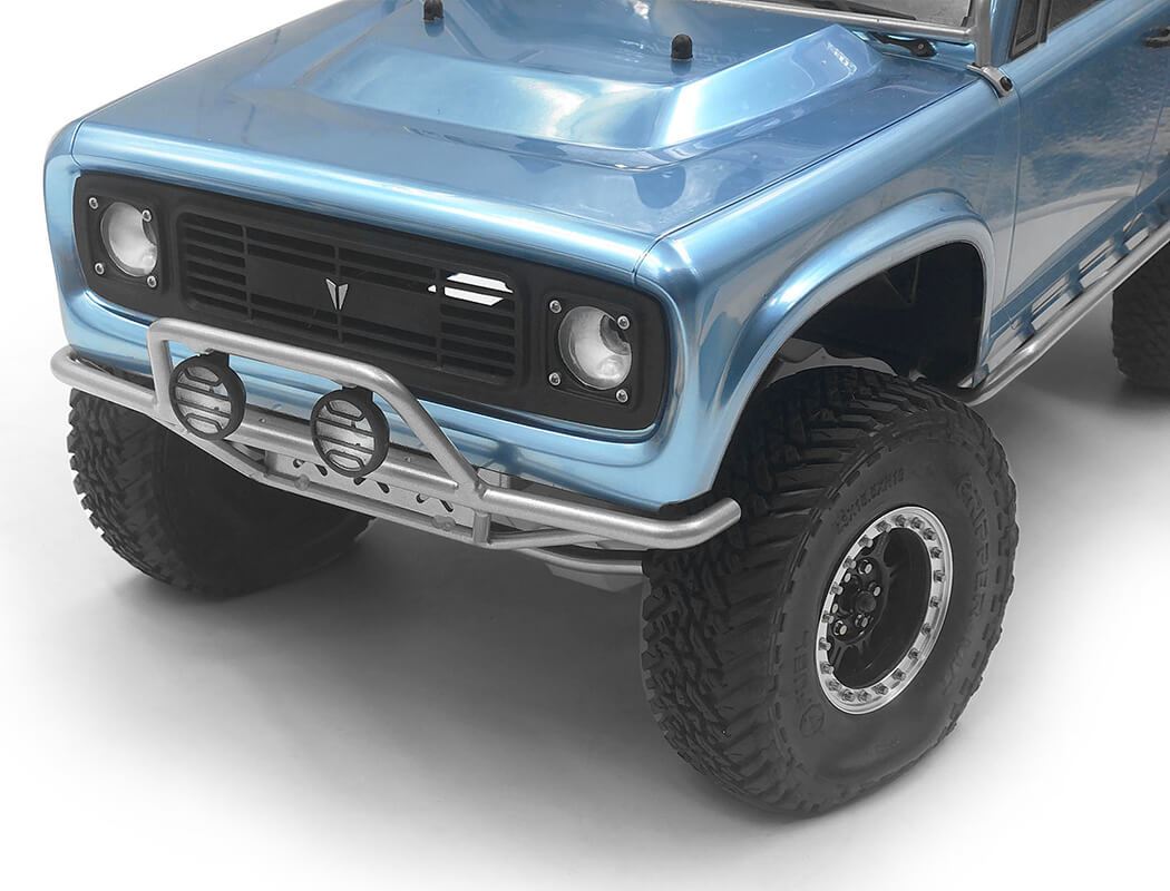 RC4WD TRI-X STEEL STINGER FRONT BUMPER W/ LIGHTS FOR VANQUISH VS4-10 ORIGIN BODY (SILVER)