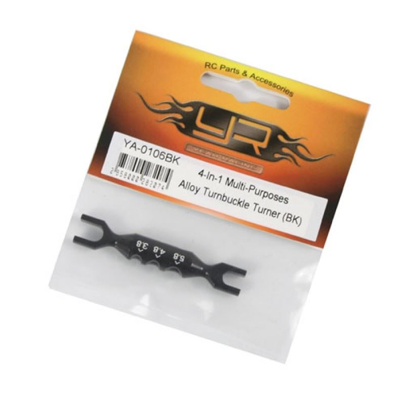 Yeah Racing 4-In-1 Multi-Purposes Aluminum Turnbuckle Turner (BK)