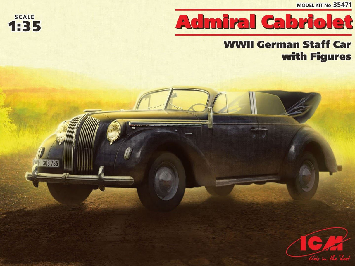 Icm Admiral Cabriolet, Wwii German Staff Car With 4 Figures