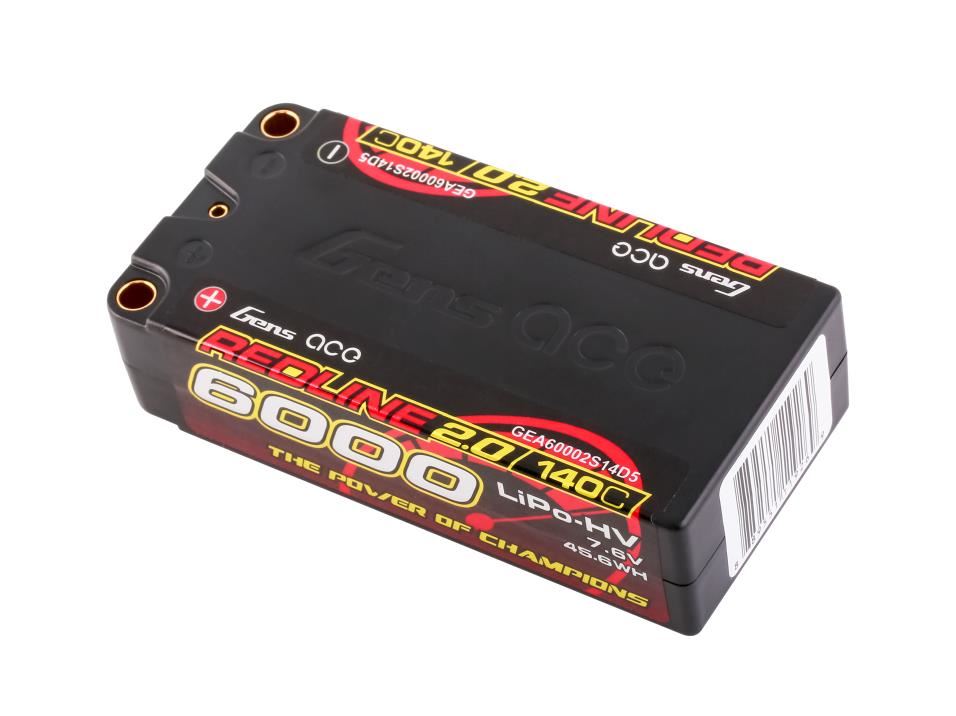 Gens Ace Li-Po HV Car Hard Case 2S2P 7.6V 6000mAh 140C RL2 Short 5mm
