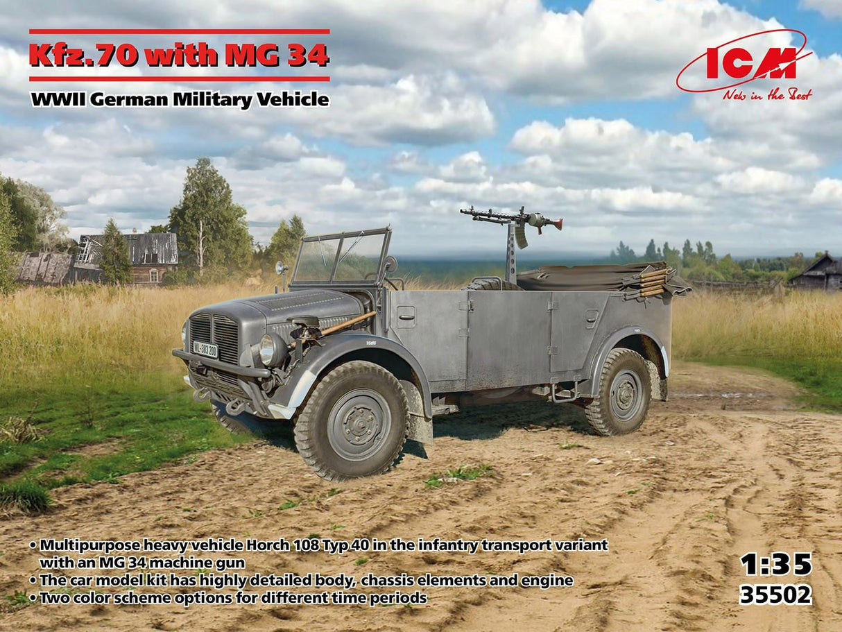 Icm Kfz.70 With Mg 34, Wwii German Military Vehicle