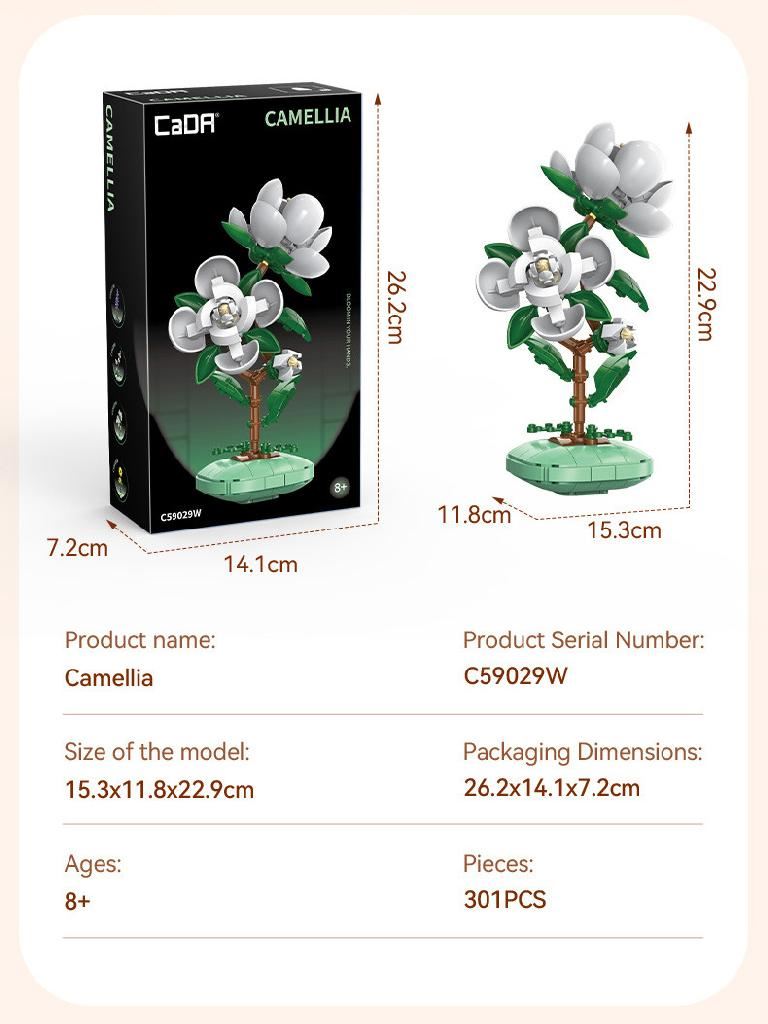 Cada Camellia Building Block Planter - 301 Pcs
